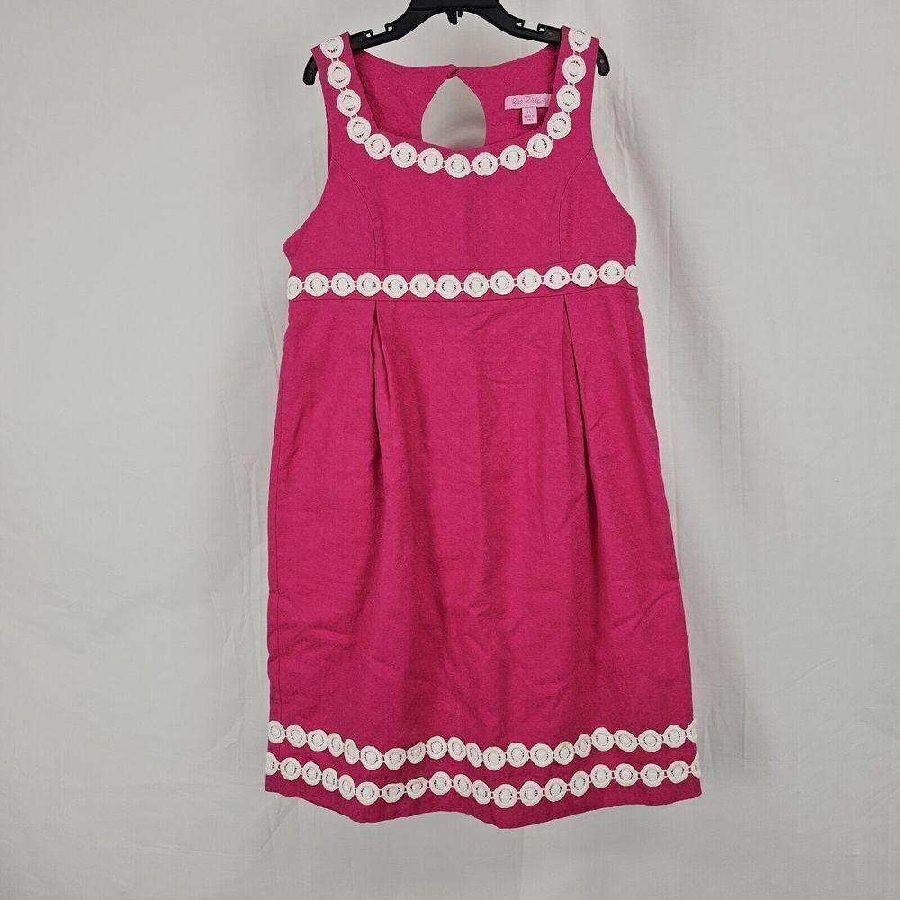 Pink Sleeveless Kids Dress with White Accents